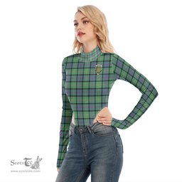 Scottish MacThomas Ancient Clan Crest Tartan Womens Turtleneck High Cut Bodysuit Stretchy Jumpsuit