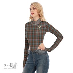 Scottish Murray of Atholl Weathered Clan Crest Tartan Womens Turtleneck High Cut Bodysuit Stretchy Jumpsuit