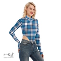 Scottish Strathclyde District Clan Tartan Womens Turtleneck High Cut Bodysuit Stretchy Jumpsuit