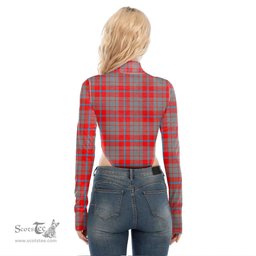 Scottish Moubray Clan Crest Tartan Womens Turtleneck High Cut Bodysuit Stretchy Jumpsuit