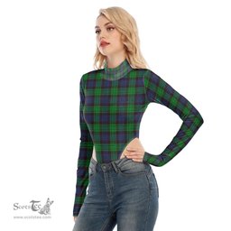 Scottish Stewart Old Modern Clan Tartan Womens Turtleneck High Cut Bodysuit Stretchy Jumpsuit