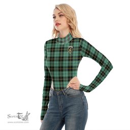 Scottish Wallace Hunting Ancient Clan Crest Tartan Womens Turtleneck High Cut Bodysuit Stretchy Jumpsuit