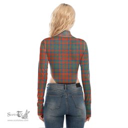 Scottish Matheson Ancient Clan Crest Tartan Womens Turtleneck High Cut Bodysuit Stretchy Jumpsuit