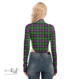 Scottish Selkirk Clan Tartan Womens Turtleneck High Cut Bodysuit Stretchy Jumpsuit
