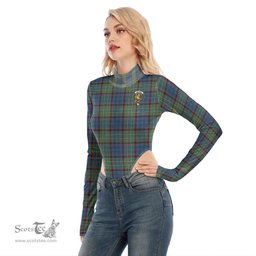 Scottish Nicolson Hunting Ancient Clan Crest Tartan Womens Turtleneck High Cut Bodysuit Stretchy Jumpsuit