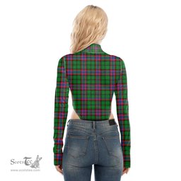 Scottish McGeachie Clan Tartan Womens Turtleneck High Cut Bodysuit Stretchy Jumpsuit
