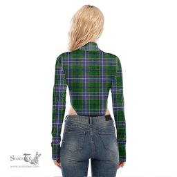 Scottish Wishart Hunting Modern Clan Crest Tartan Womens Turtleneck High Cut Bodysuit Stretchy Jumpsuit