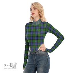Scottish Paterson Clan Tartan Womens Turtleneck High Cut Bodysuit Stretchy Jumpsuit