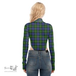 Scottish Paterson Clan Tartan Womens Turtleneck High Cut Bodysuit Stretchy Jumpsuit