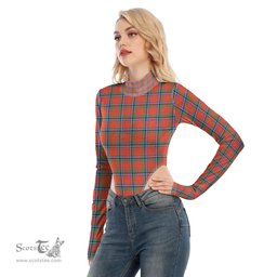 Scottish Sinclair Ancient Clan Tartan Womens Turtleneck High Cut Bodysuit Stretchy Jumpsuit