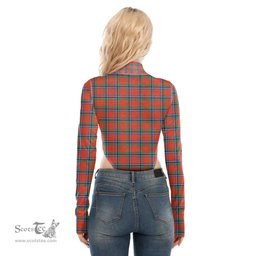 Scottish Sinclair Ancient Clan Tartan Womens Turtleneck High Cut Bodysuit Stretchy Jumpsuit