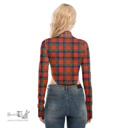 Scottish Nicolson Ancient Clan Tartan Womens Turtleneck High Cut Bodysuit Stretchy Jumpsuit