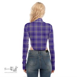 Scottish Ochterlony Clan Crest Tartan Womens Turtleneck High Cut Bodysuit Stretchy Jumpsuit