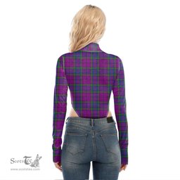 Scottish Wardlaw Modern Clan Crest Tartan Womens Turtleneck High Cut Bodysuit Stretchy Jumpsuit