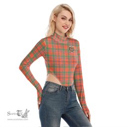 Scottish Munro Ancient Clan Crest Tartan Womens Turtleneck High Cut Bodysuit Stretchy Jumpsuit