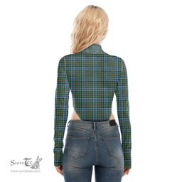 Scottish Ogilvie Hunting Ancient Clan Tartan Womens Turtleneck High Cut Bodysuit Stretchy Jumpsuit
