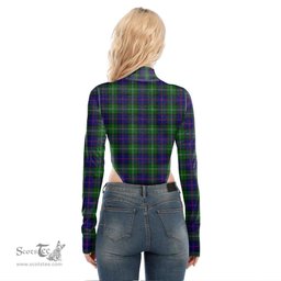 Scottish MacThomas Modern Clan Crest Tartan Womens Turtleneck High Cut Bodysuit Stretchy Jumpsuit