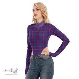 Scottish Pride of Glencoe Clan Tartan Womens Turtleneck High Cut Bodysuit Stretchy Jumpsuit