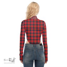 Scottish Robertson Modern Clan Crest Tartan Womens Turtleneck High Cut Bodysuit Stretchy Jumpsuit