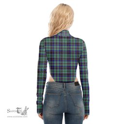 Scottish Stevenson Clan Tartan Womens Turtleneck High Cut Bodysuit Stretchy Jumpsuit