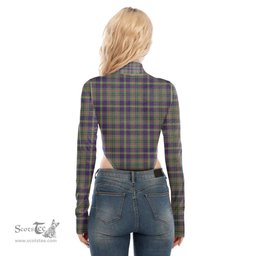 Scottish Taylor Weathered Clan Tartan Womens Turtleneck High Cut Bodysuit Stretchy Jumpsuit