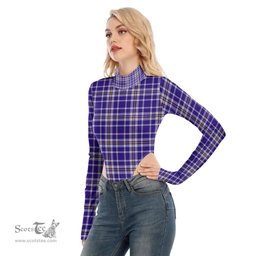 Scottish Ochterlony Clan Tartan Womens Turtleneck High Cut Bodysuit Stretchy Jumpsuit