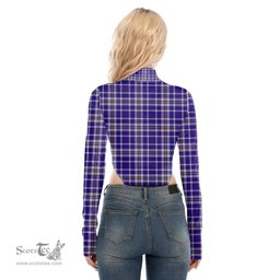 Scottish Ochterlony Clan Tartan Womens Turtleneck High Cut Bodysuit Stretchy Jumpsuit