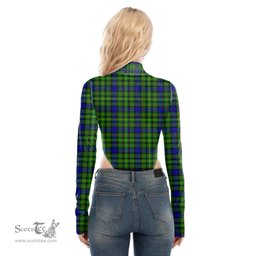Scottish Rollo Modern Clan Tartan Womens Turtleneck High Cut Bodysuit Stretchy Jumpsuit