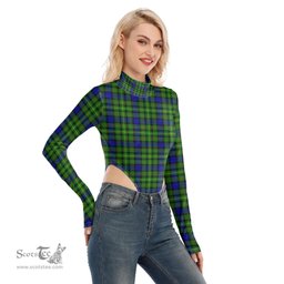 Scottish Rollo Modern Clan Tartan Womens Turtleneck High Cut Bodysuit Stretchy Jumpsuit
