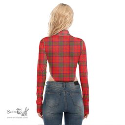 Scottish Ross Modern Clan Crest Tartan Womens Turtleneck High Cut Bodysuit Stretchy Jumpsuit
