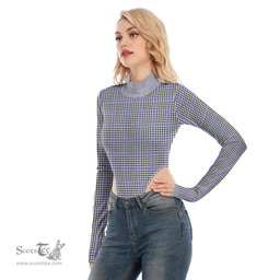 Scottish Sir Walter Scott Clan Tartan Womens Turtleneck High Cut Bodysuit Stretchy Jumpsuit