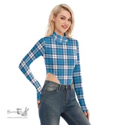 Scottish Roberton Clan Tartan Womens Turtleneck High Cut Bodysuit Stretchy Jumpsuit