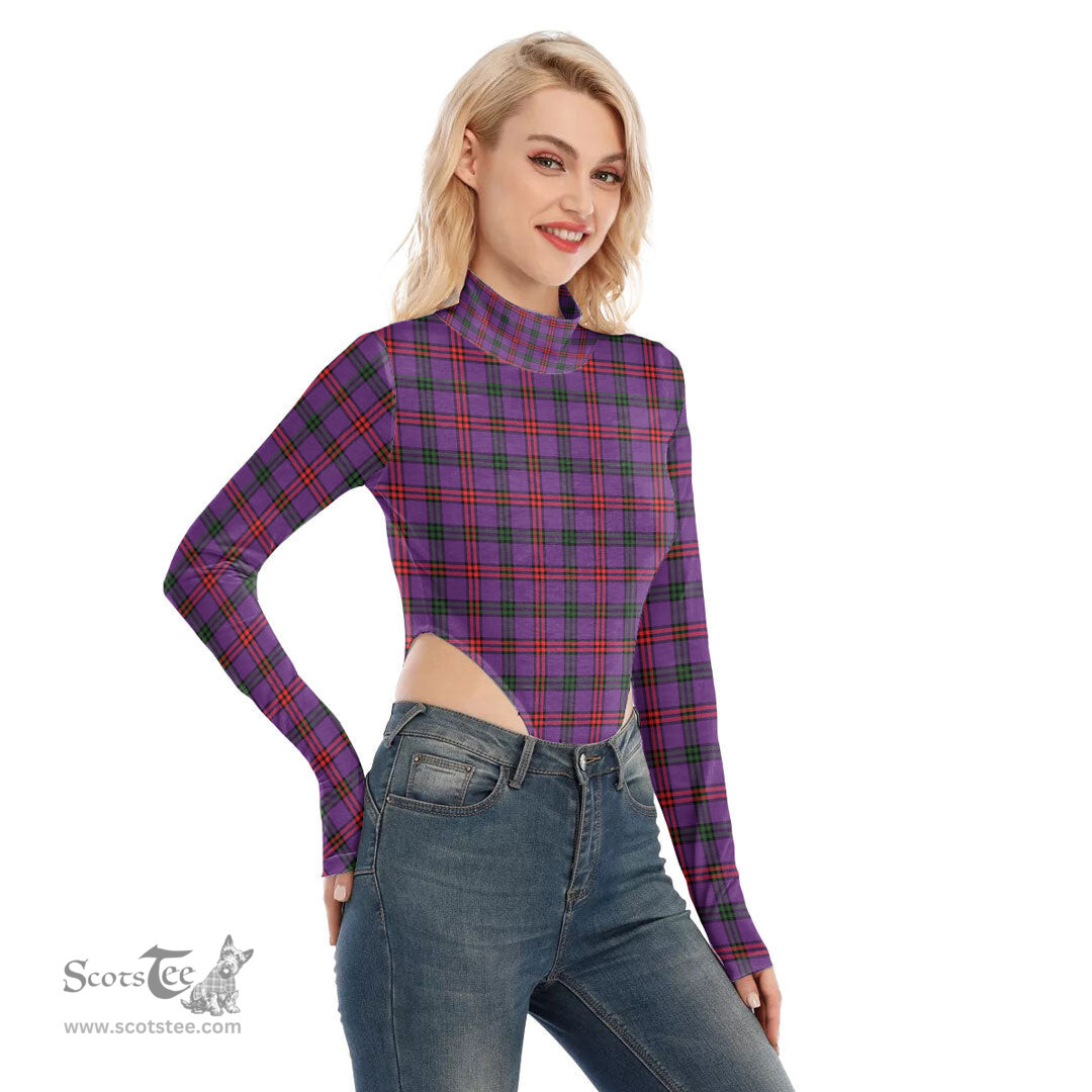 Scottish Montgomery Modern Clan Tartan Womens Turtleneck High Cut Bodysuit Stretchy Jumpsuit