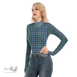 Scottish Weir Ancient Clan Tartan Womens Turtleneck High Cut Bodysuit Stretchy Jumpsuit