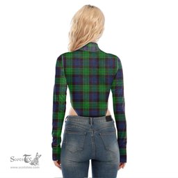 Scottish Stewart Old Modern Clan Crest Tartan Womens Turtleneck High Cut Bodysuit Stretchy Jumpsuit