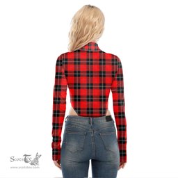Scottish Ramsay Modern Clan Crest Tartan Womens Turtleneck High Cut Bodysuit Stretchy Jumpsuit