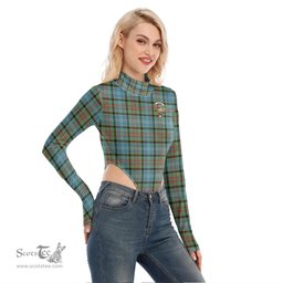 Scottish Paisley District Clan Crest Tartan Womens Turtleneck High Cut Bodysuit Stretchy Jumpsuit