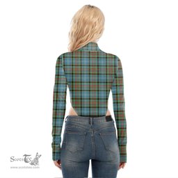 Scottish Paisley District Clan Crest Tartan Womens Turtleneck High Cut Bodysuit Stretchy Jumpsuit
