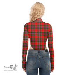 Scottish Perthshire District Clan Tartan Womens Turtleneck High Cut Bodysuit Stretchy Jumpsuit