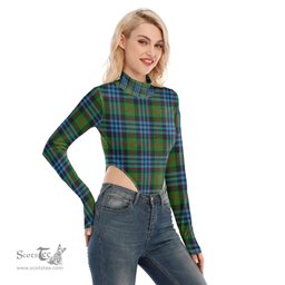 Scottish Newlands of Lauriston Clan Tartan Womens Turtleneck High Cut Bodysuit Stretchy Jumpsuit