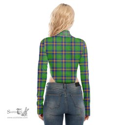 Scottish New Mexico Clan Tartan Womens Turtleneck High Cut Bodysuit Stretchy Jumpsuit
