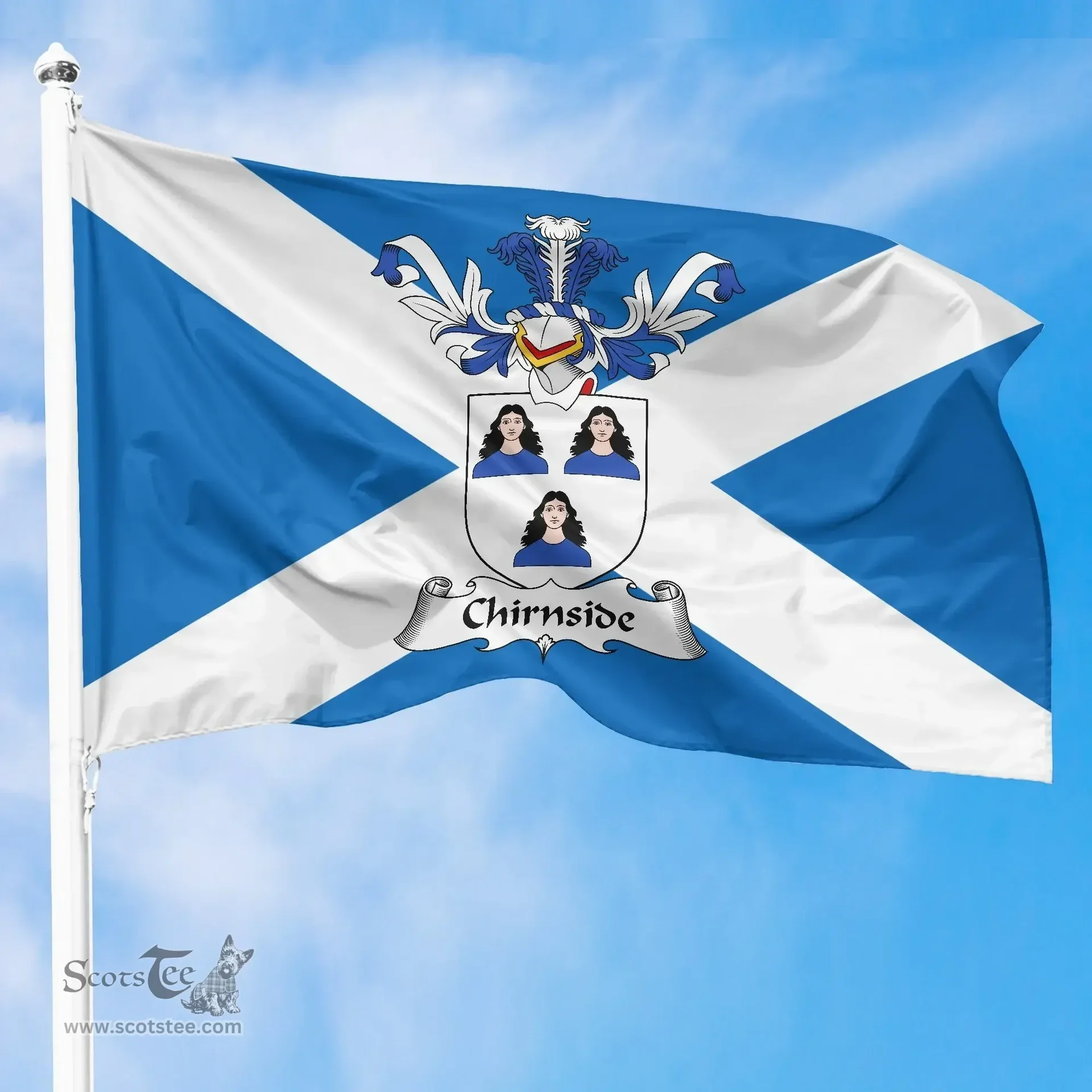 Scottish Chirnside Clan Scotland Flag and Scottish Family Crest Flag