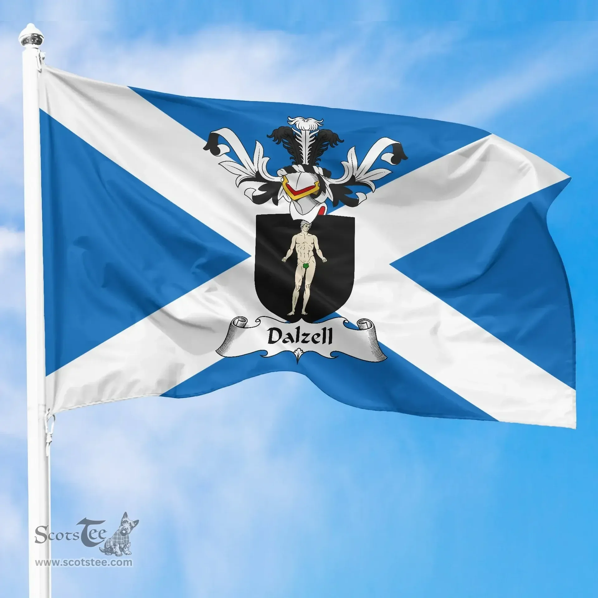 Scottish Dalzell Clan Scotland Flag and Scottish Family Crest Flag