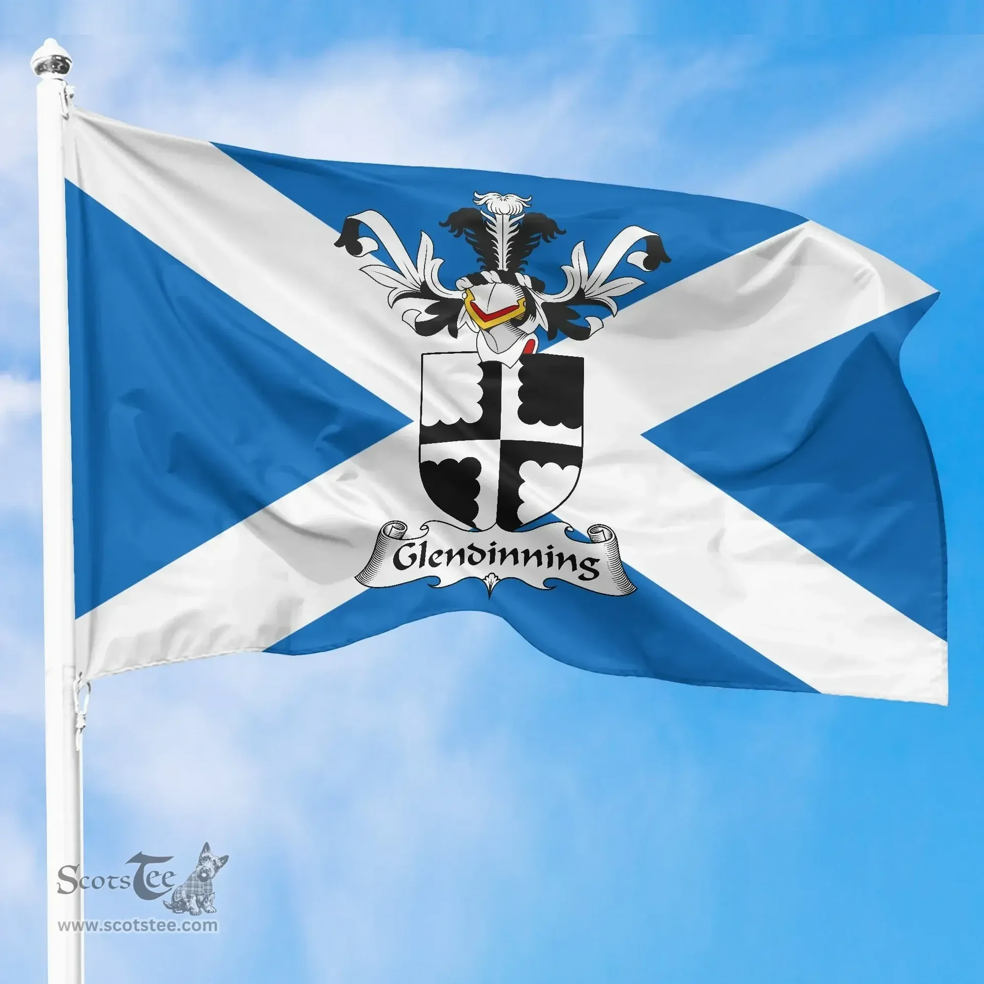 Scottish Glendinning Clan Scotland Flag and Scottish Family Crest Flag