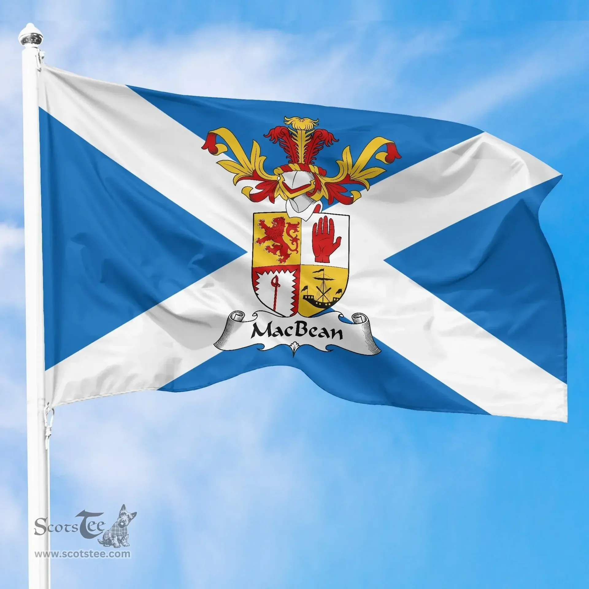 Scottish MacBean Clan Scotland Flag and Scottish Family Crest Flag