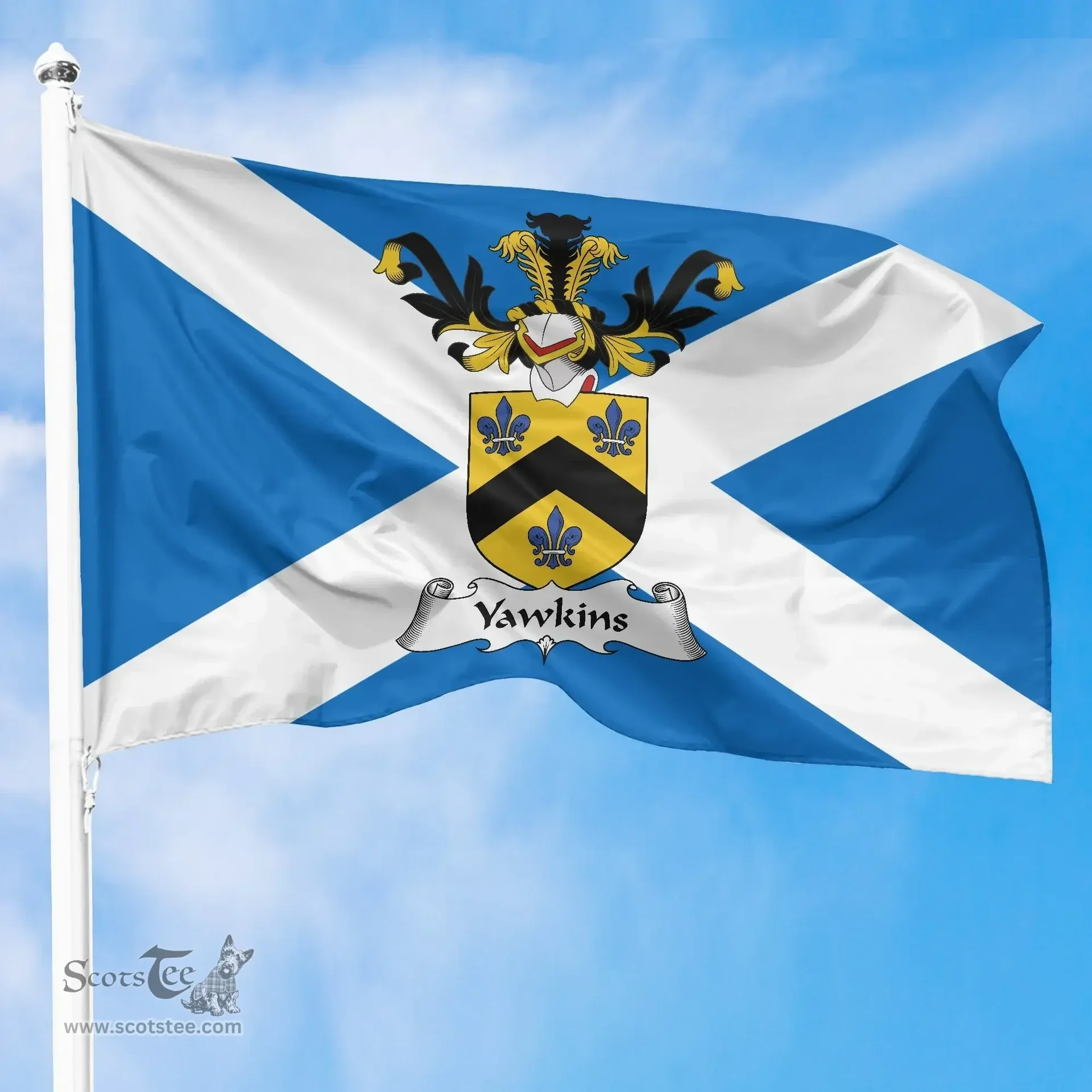 Scottish Yawkins Clan Scotland Flag and Scottish Family Crest Flag