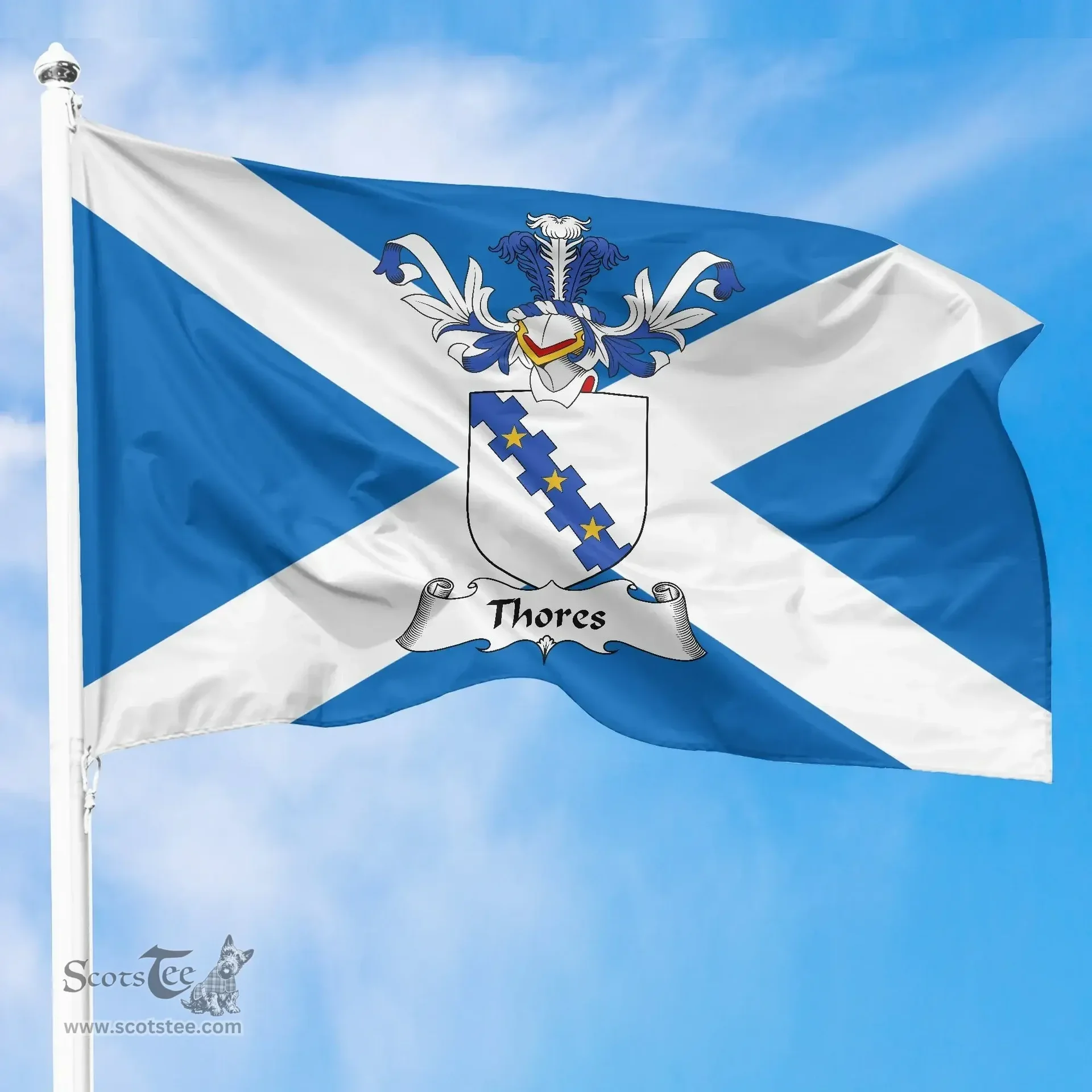 Scottish Thores Clan Scotland Flag and Scottish Family Crest Flag