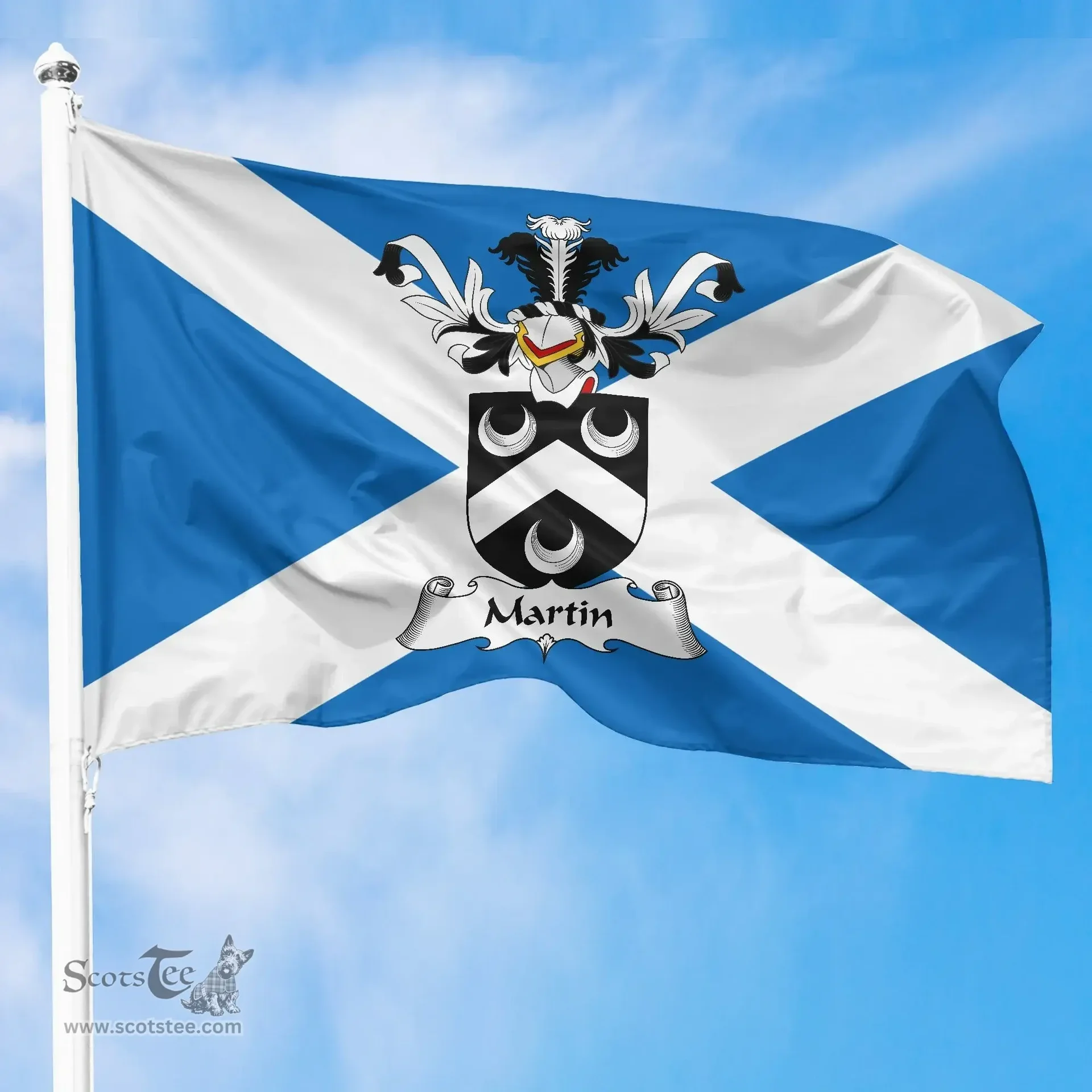 Scottish Martin Clan Scotland Flag and Scottish Family Crest Flag