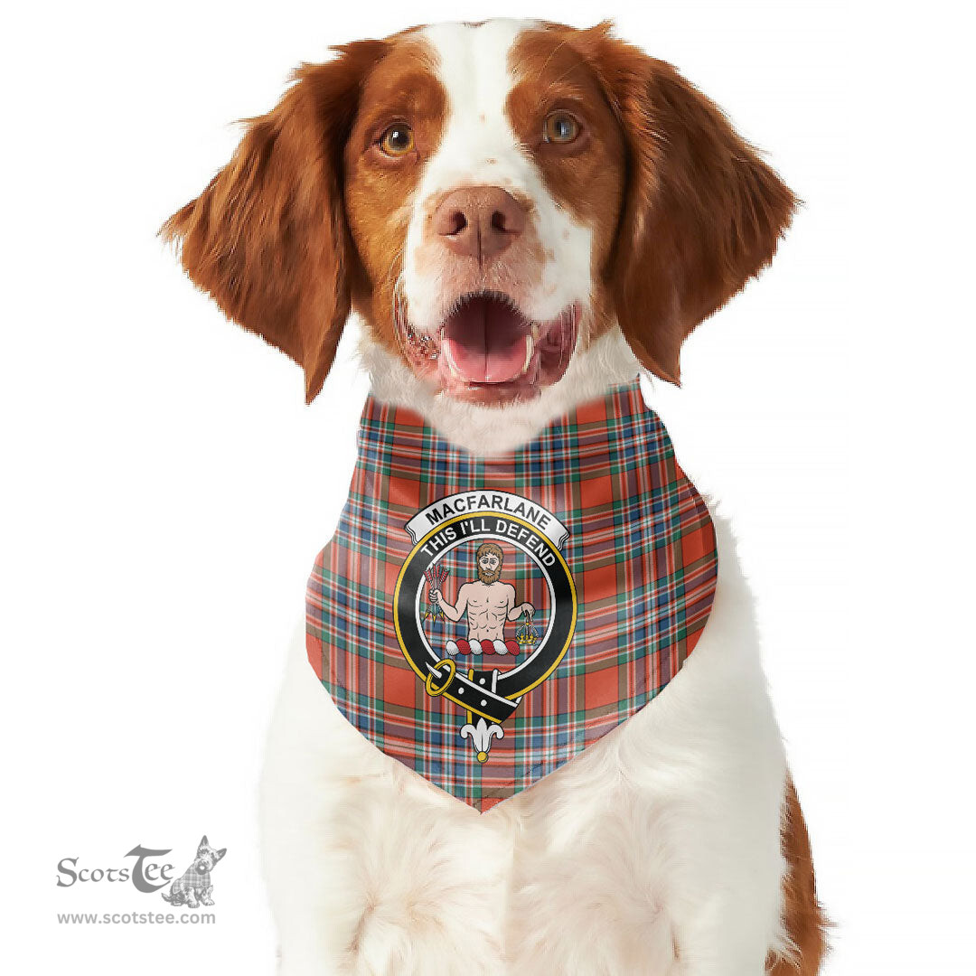 Scottish MacFarlane Ancient Clan Crest Tartan Pets Scarf Pet Dog Bandana