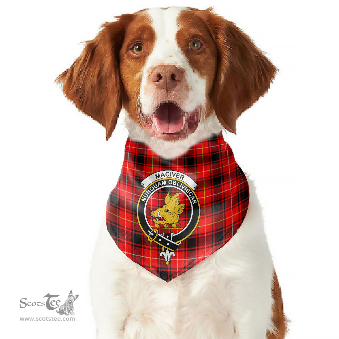 Scottish MacIver Modern Clan Crest Tartan Pets Scarf Pet Dog Bandana